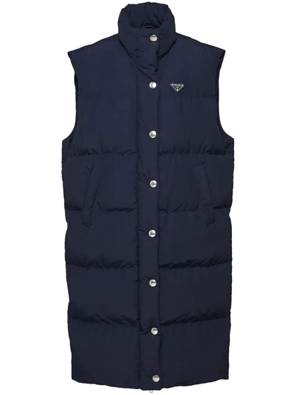 Triangle-Logo Padded Long Vest