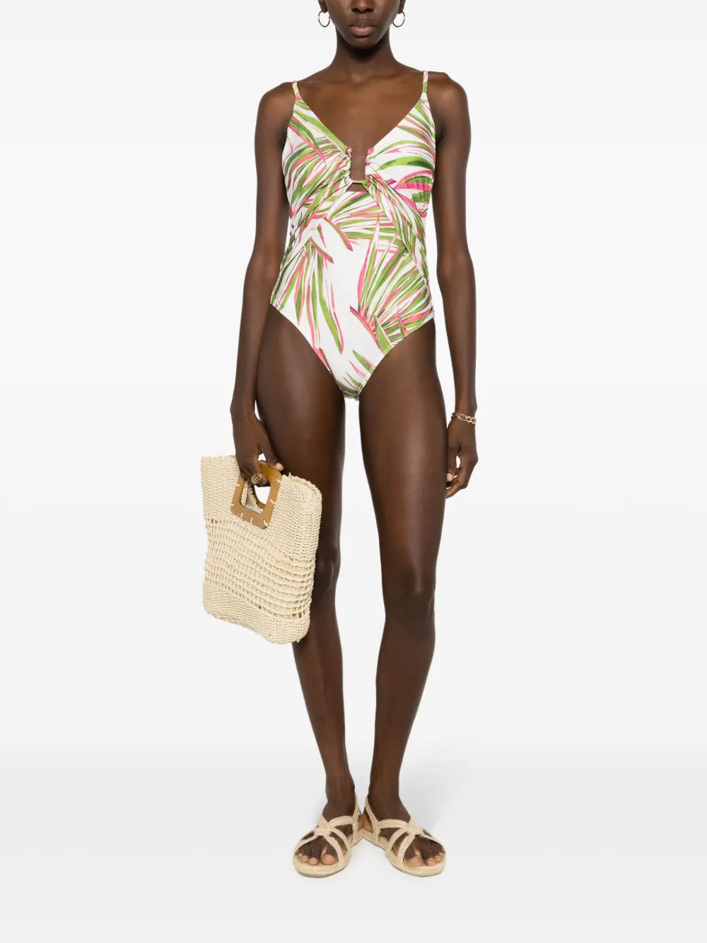 Foliage Leaf-Print Swimsuit
