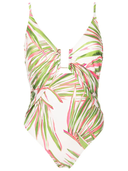 Foliage Leaf-Print Swimsuit