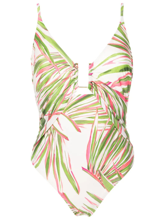 Foliage Leaf-Print Swimsuit