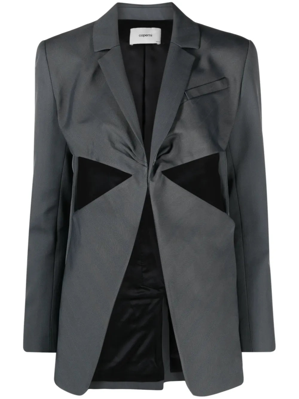 Twisted Cut-Out Herringbone Blazer