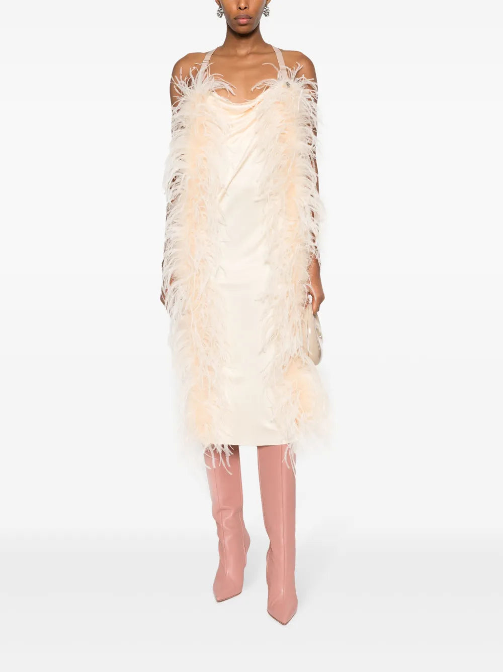 Ussita Feather-Trim Midi Dress