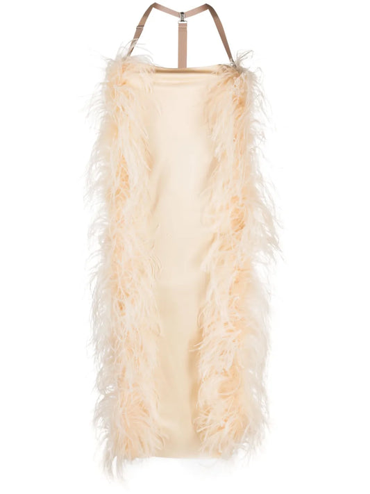 Ussita Feather-Trim Midi Dress