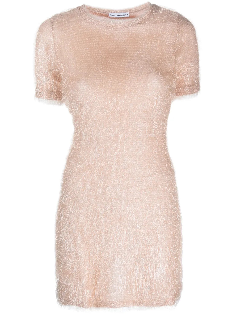 Metallic-Thread Short-Sleeve Minidress
