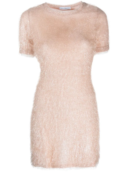 Metallic-Thread Short-Sleeve Minidress