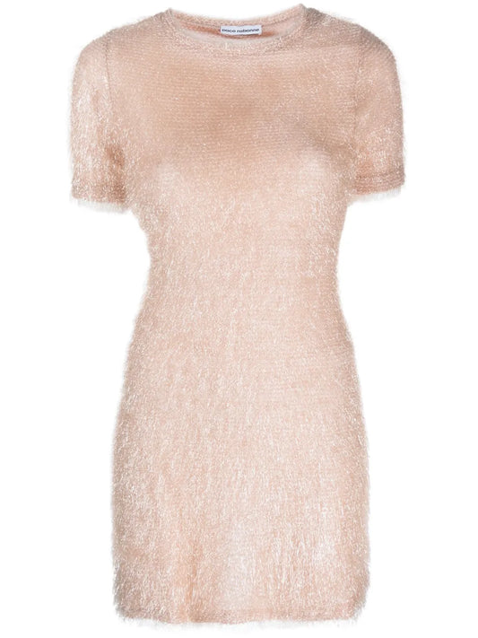 Metallic-Thread Short-Sleeve Minidress