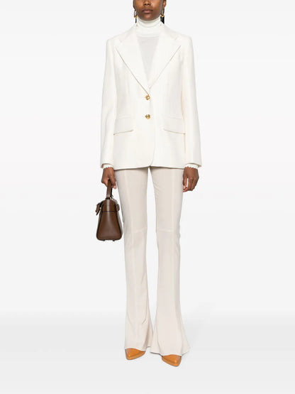 Embossed-Buttons Single-Breasted Blazer