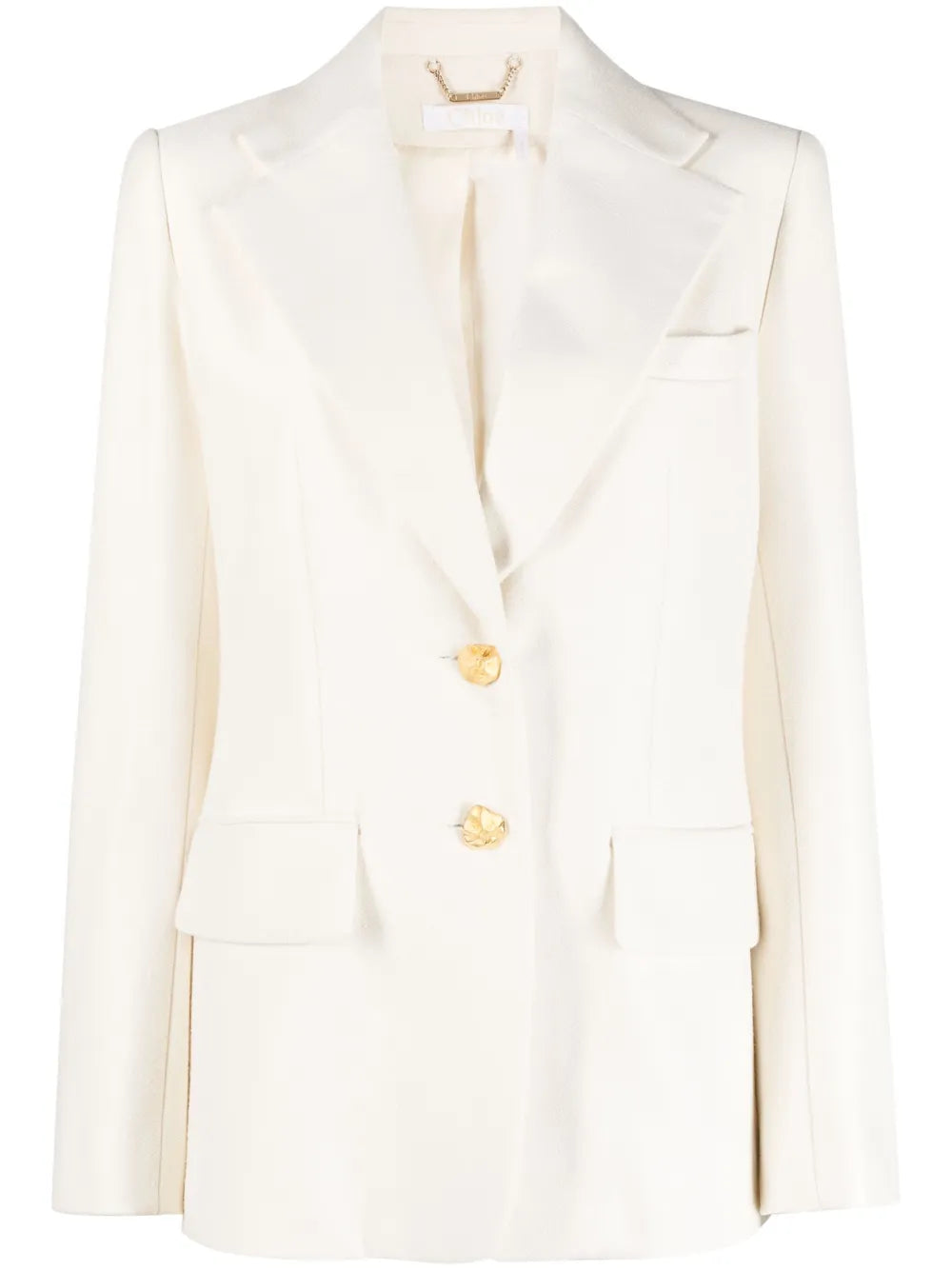 Embossed-Buttons Single-Breasted Blazer