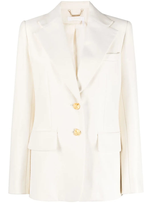 Embossed-Buttons Single-Breasted Blazer