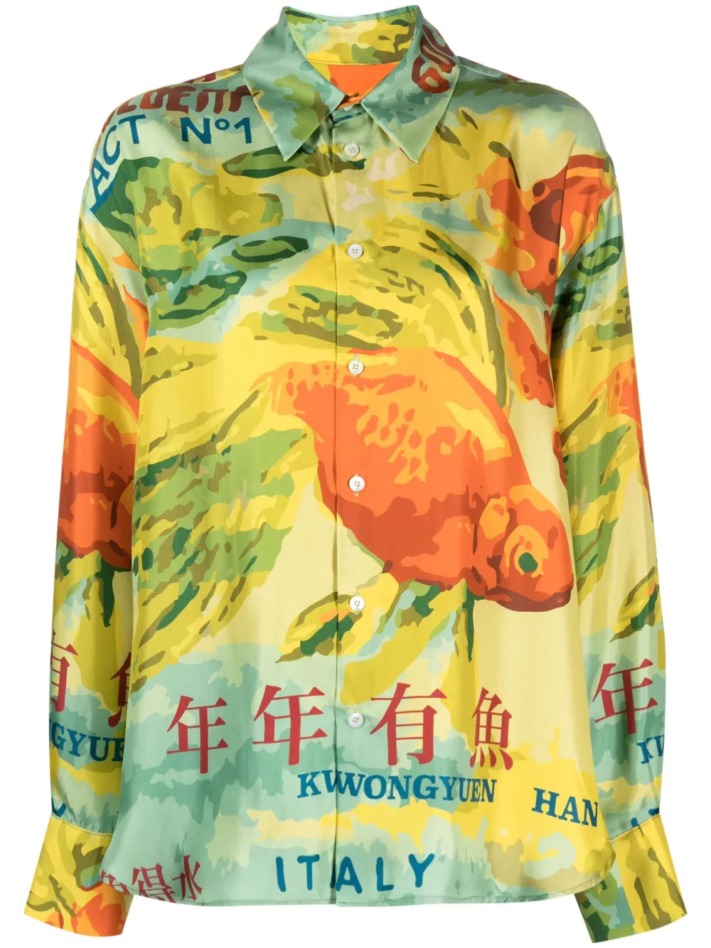 Graphic-Print Silk-Satin Shirt