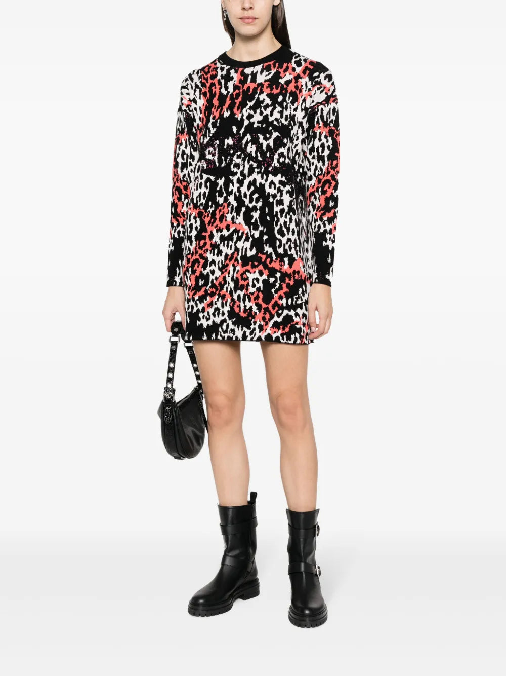 Jacquard Leopard-Print Minidress