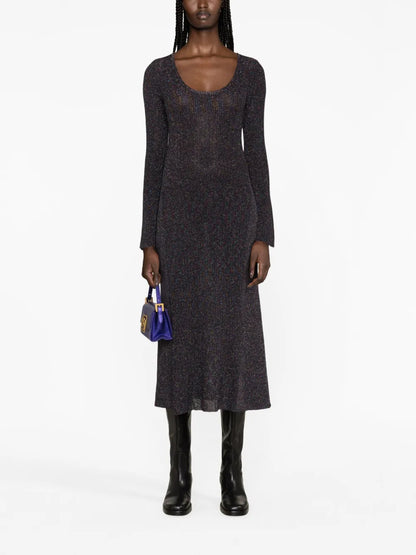 Metallic Ribbed Maxi Dress