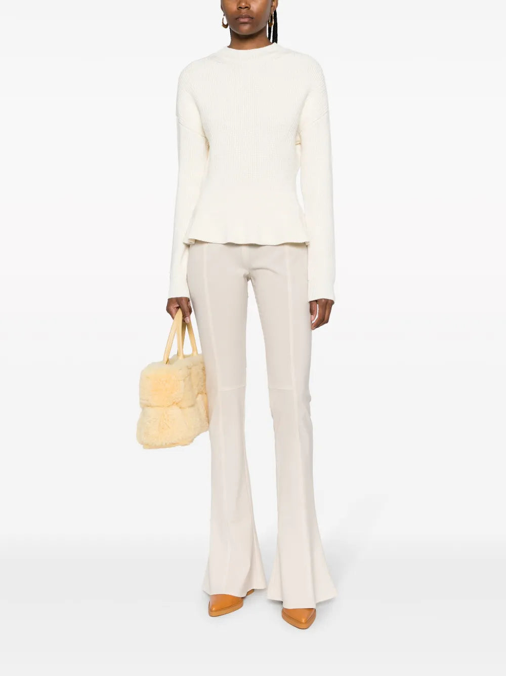 Peplum-Hem Ribbed-Knit Jumper