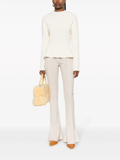 Peplum-Hem Ribbed-Knit Jumper