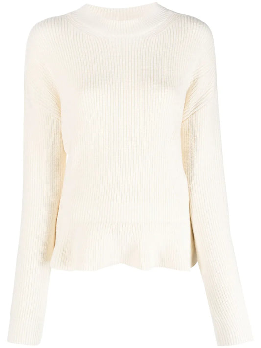 Peplum-Hem Ribbed-Knit Jumper