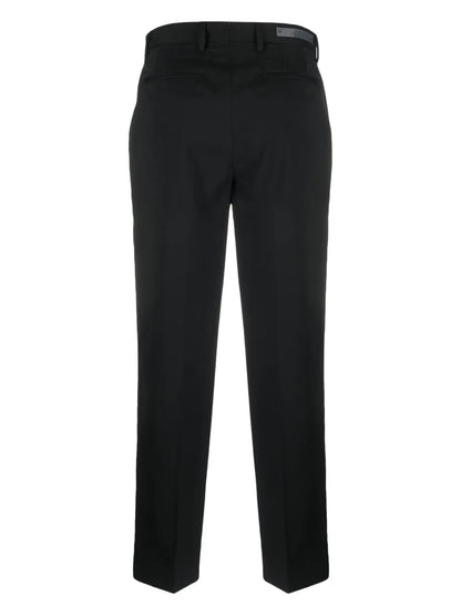 Pressed-Crease Virgin Wool Blend Tapered Trousers