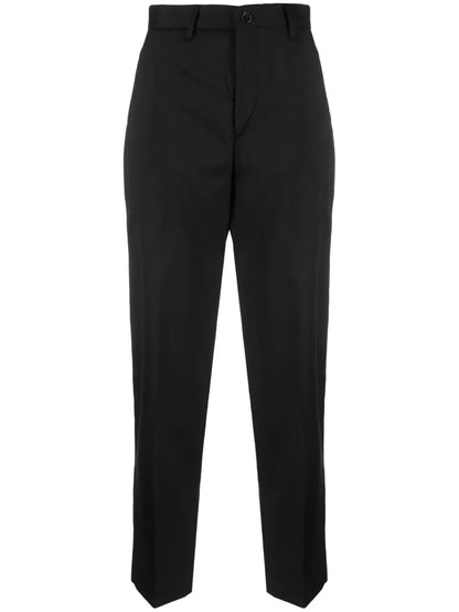 Pressed-Crease Virgin Wool Blend Tapered Trousers