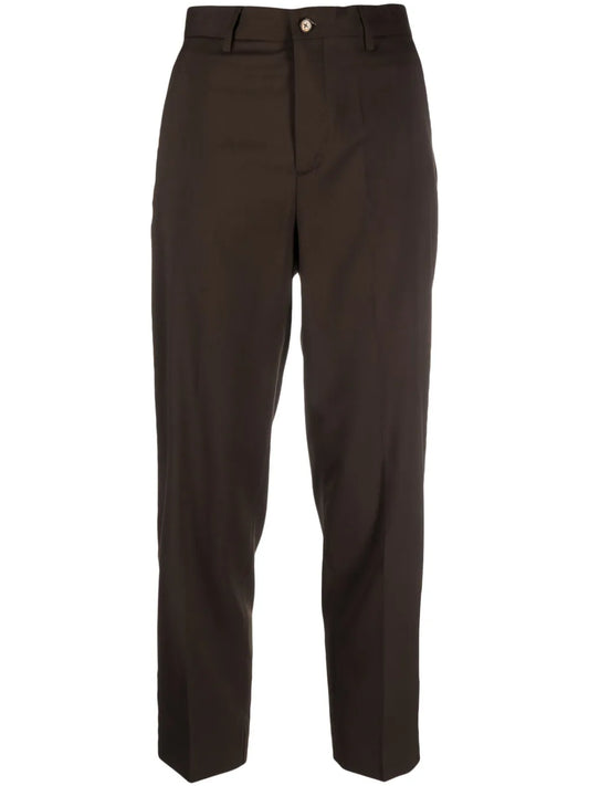 Pressed-Crease Virgin Wool Blend Tapered Trousers