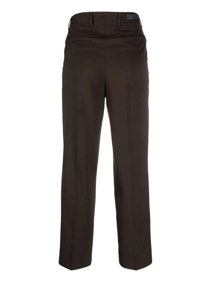 Pressed-Crease Virgin Wool Blend Tapered Trousers