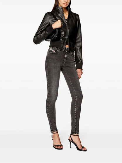 L-Hung Logo-Embossed Leather Jacket