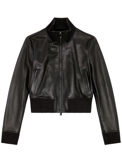 L-Hung Logo-Embossed Leather Jacket