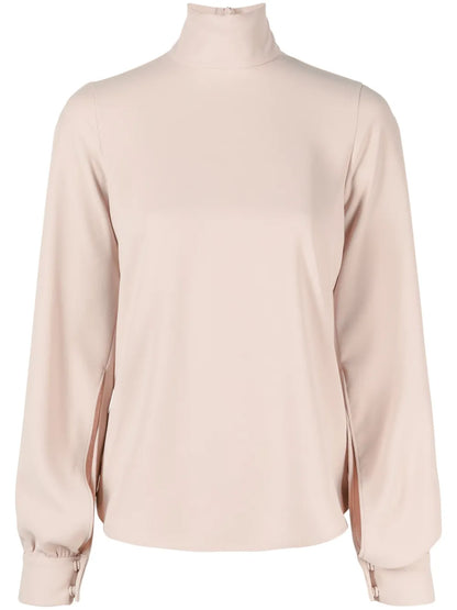 Puff-Sleeves Crepe Blouse