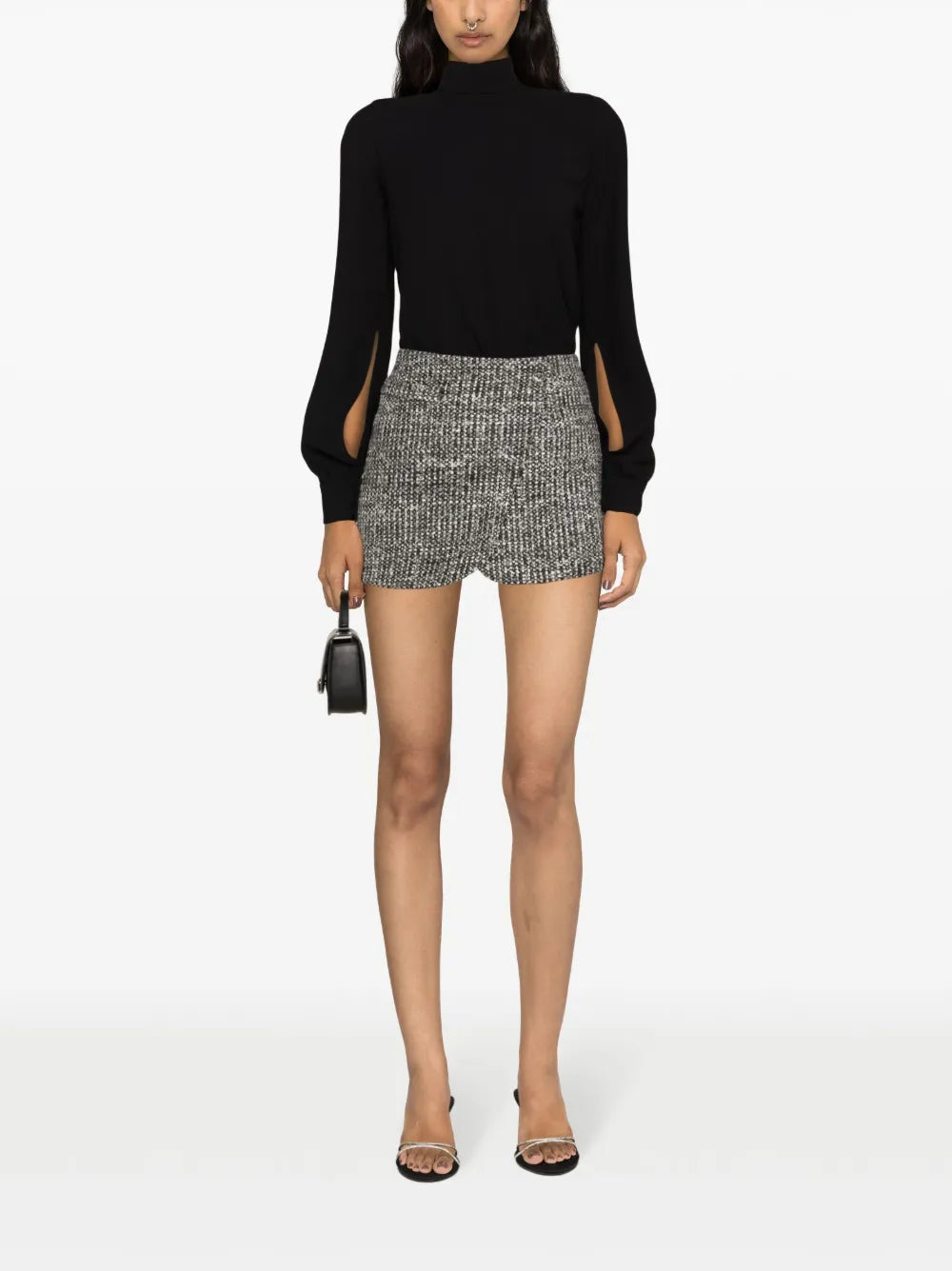Puff-Sleeves Crepe Blouse