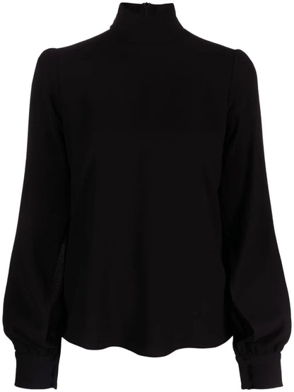 Puff-Sleeves Crepe Blouse