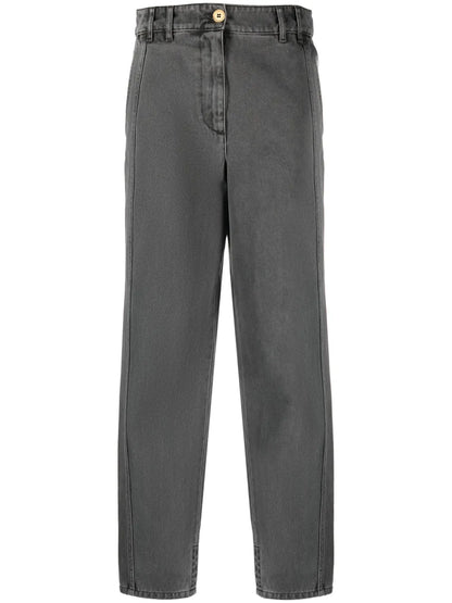 Embroidered-Logo Straight-Leg Jeans