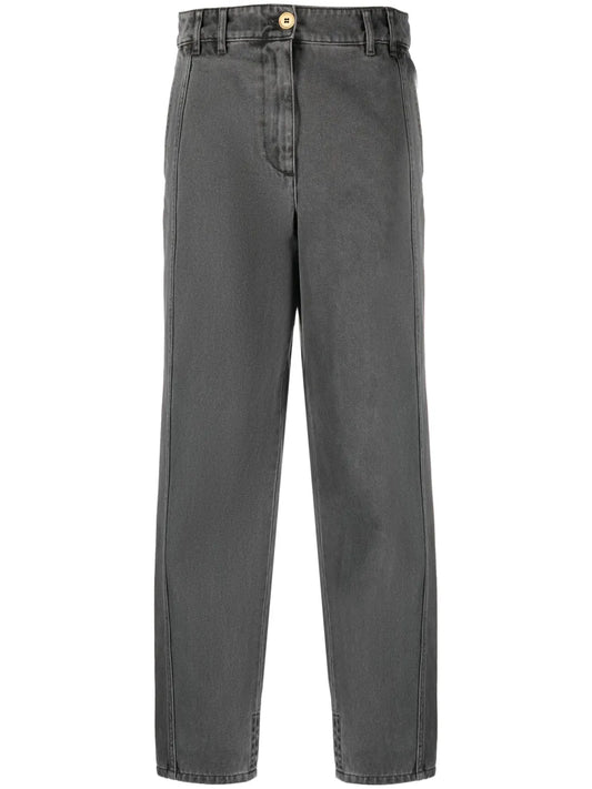 Embroidered-Logo Straight-Leg Jeans