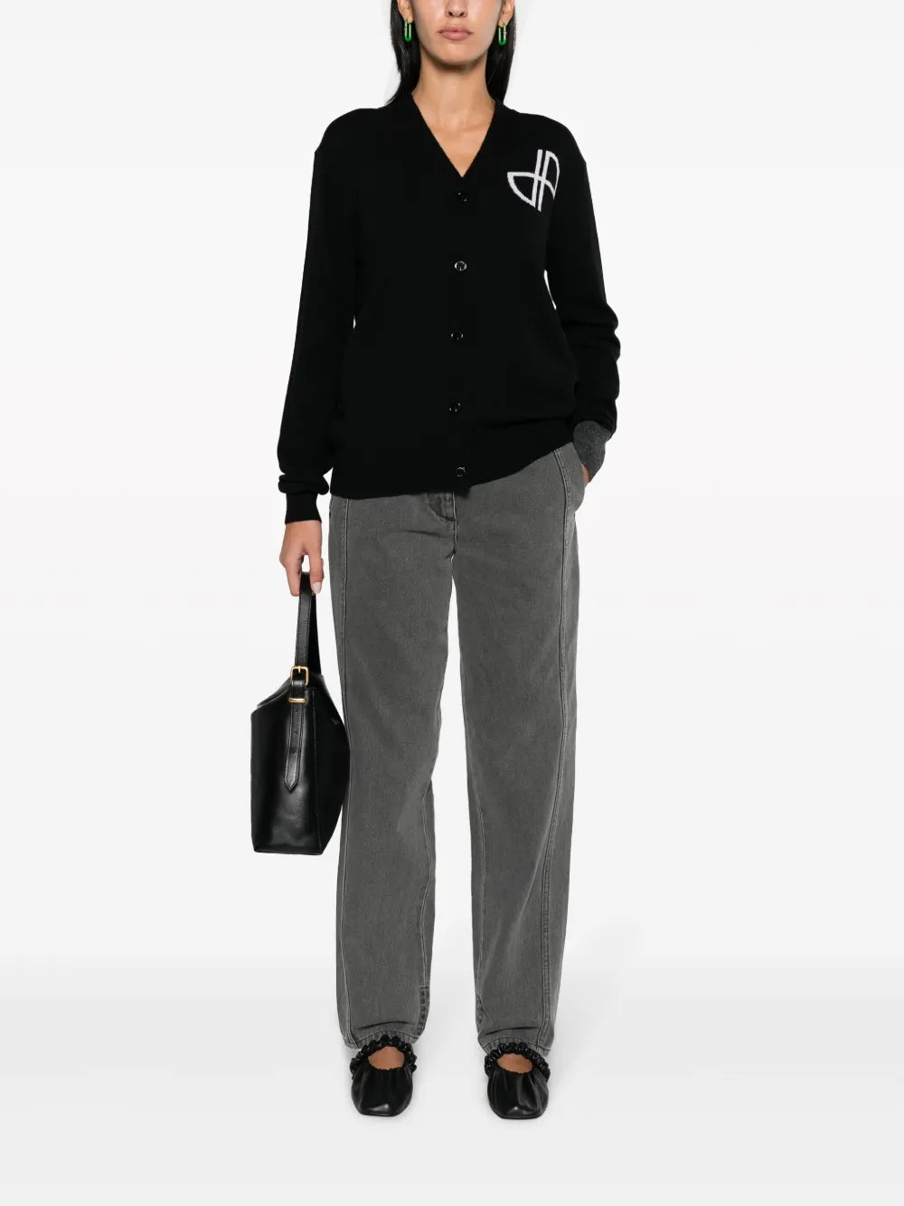 Embroidered-Logo Straight-Leg Jeans
