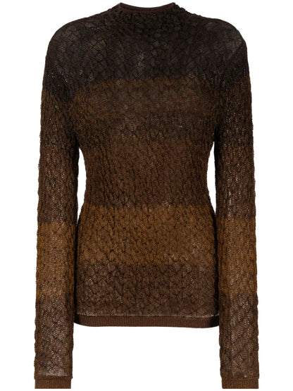 Shirred-Effect Striped Jumper