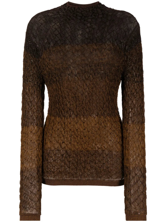Shirred-Effect Striped Jumper