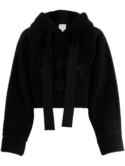 Letter-Appliqué Fleece Hoodie