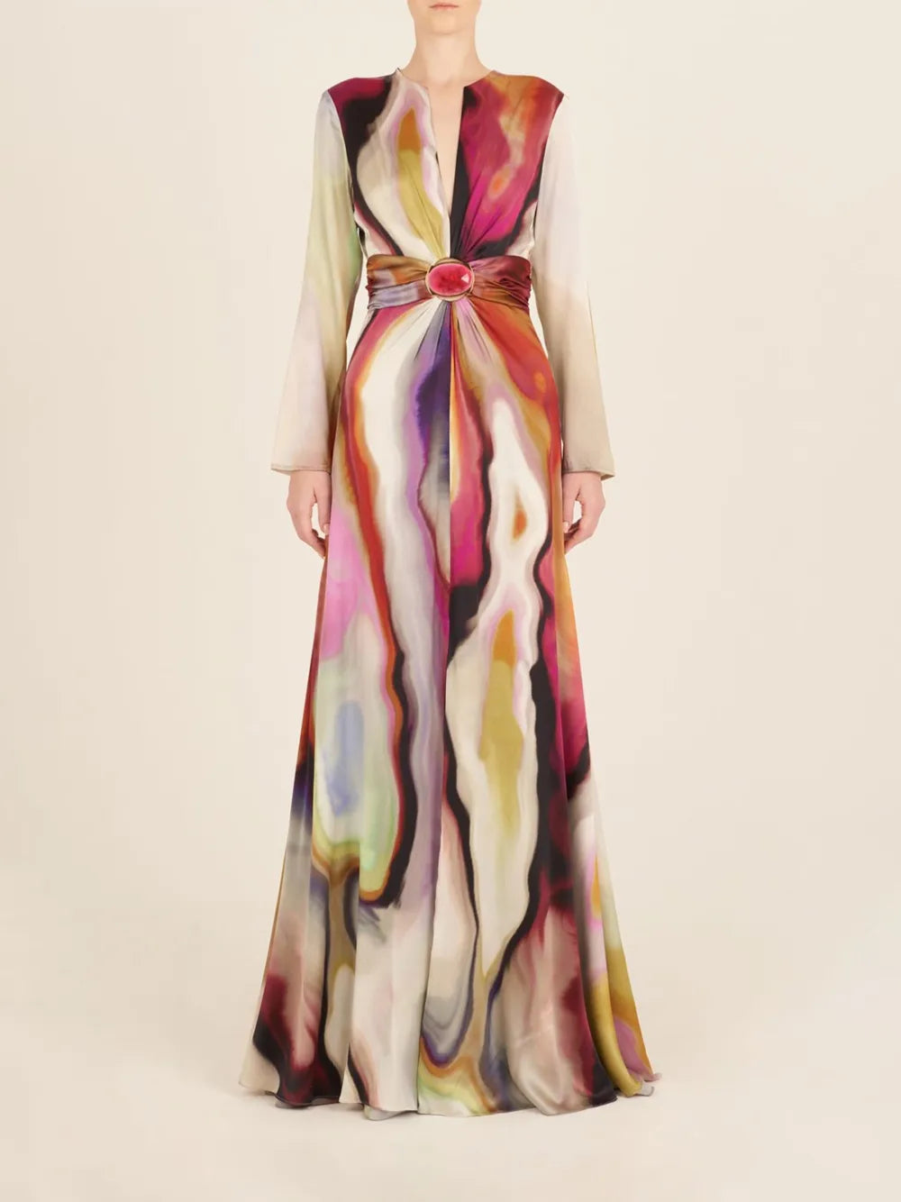 Zarina Abstract-Print Gown