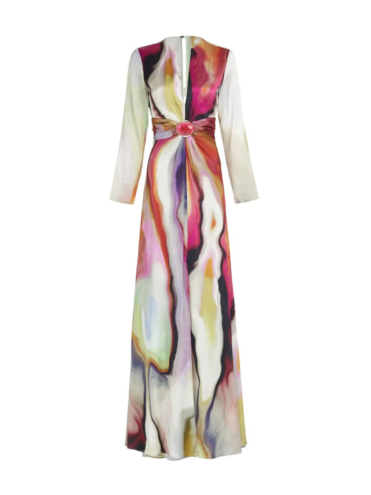 Zarina Abstract-Print Gown