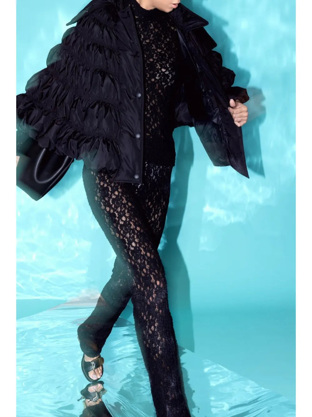 Lace-Knit Flared Trousers
