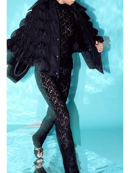 Lace-Knit Flared Trousers