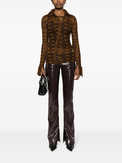 Tie-Fastening Knitted Shirt