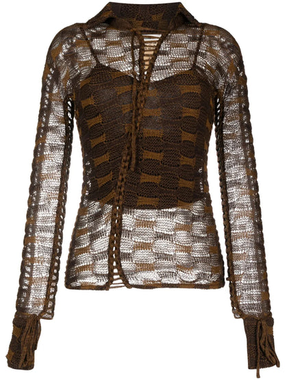 Tie-Fastening Knitted Shirt
