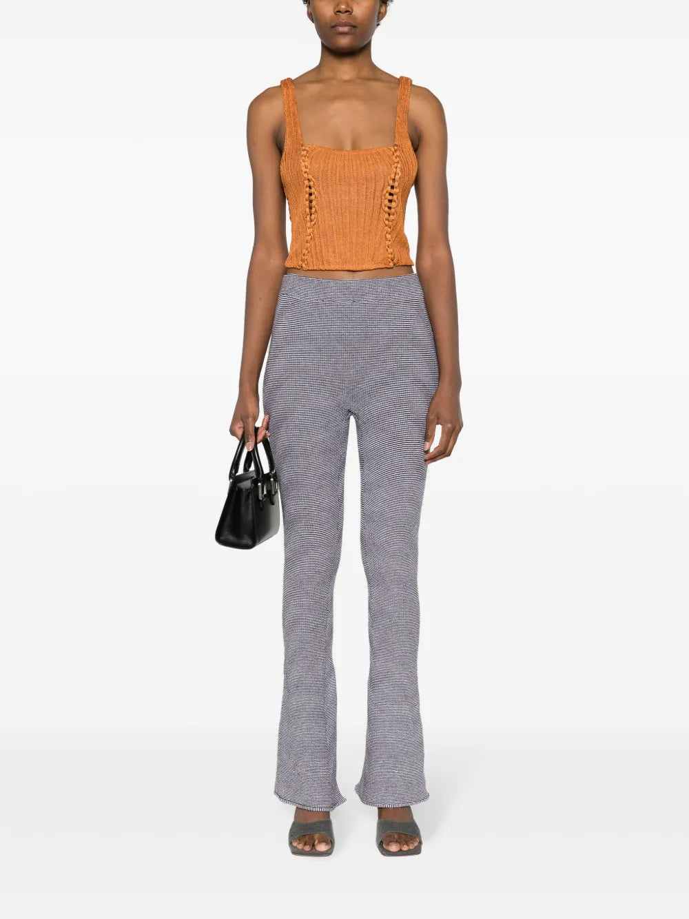 Square-Neck Knitted Cropped Top