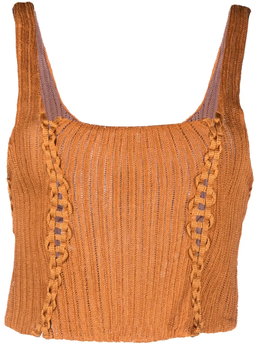 Square-Neck Knitted Cropped Top