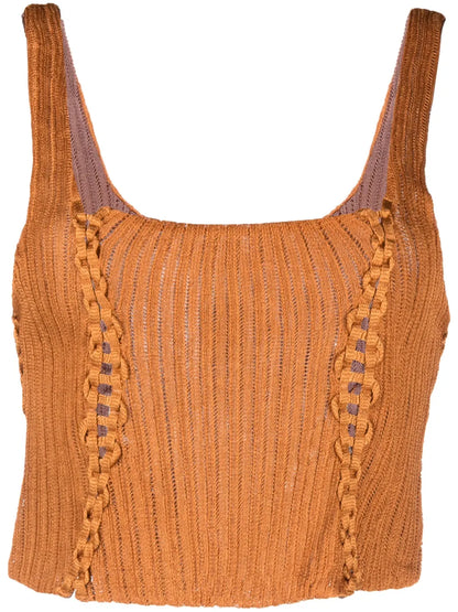 Square-Neck Knitted Cropped Top