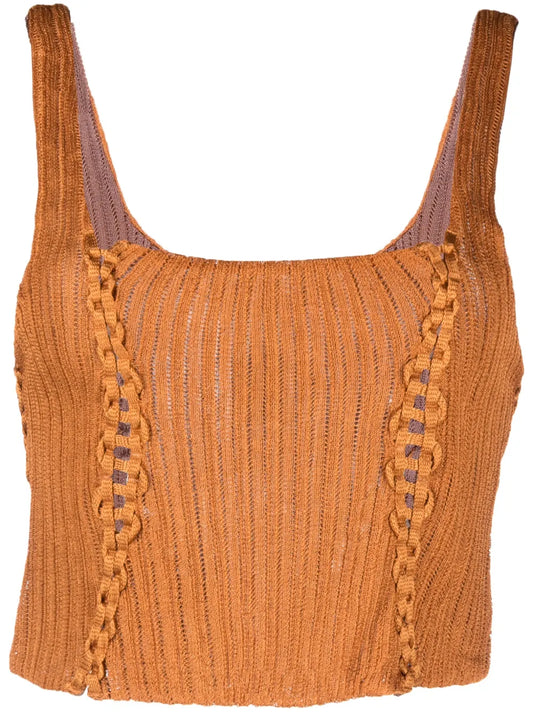 Square-Neck Knitted Cropped Top