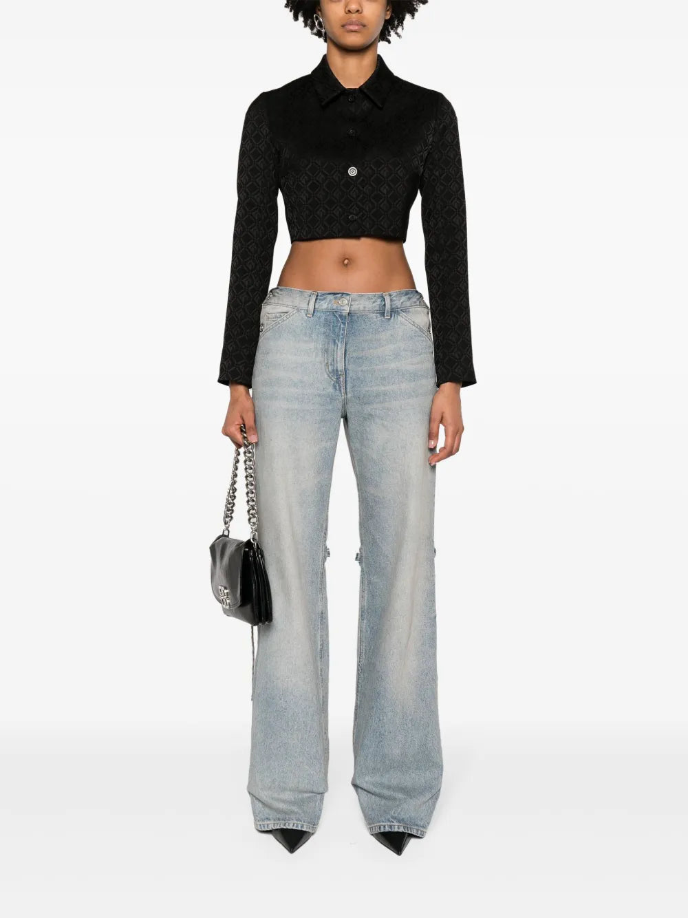 Moon Diamant-Jacquard Cropped Jacket