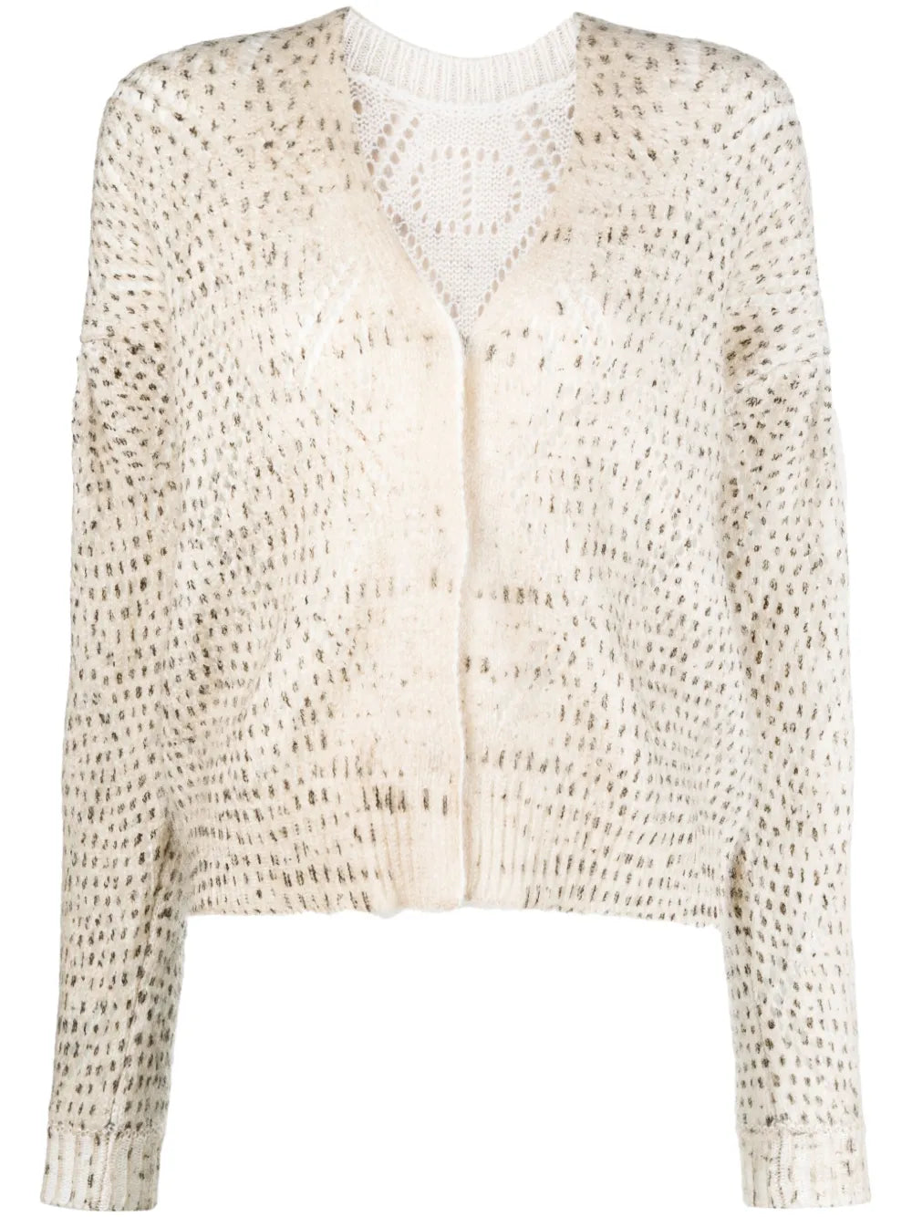 Brushed-Effect Open-Knit Cardigan