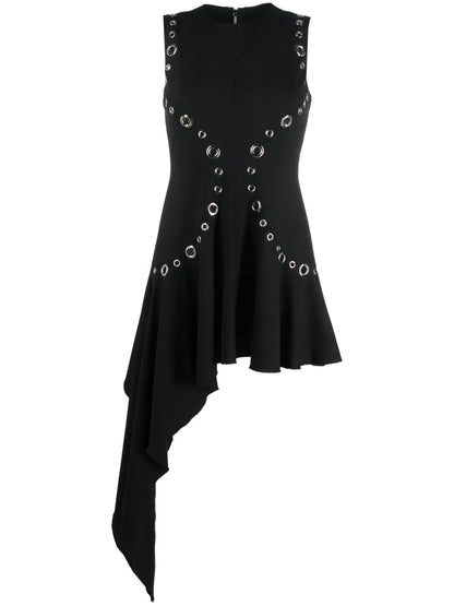 Eyelet-Detailing Asymmetric-Design Dress