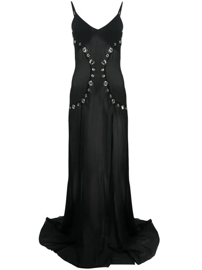 Eyelet-Detailing Semi-Sheer Dress