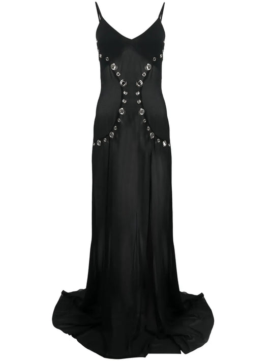 Eyelet-Detailing Semi-Sheer Dress