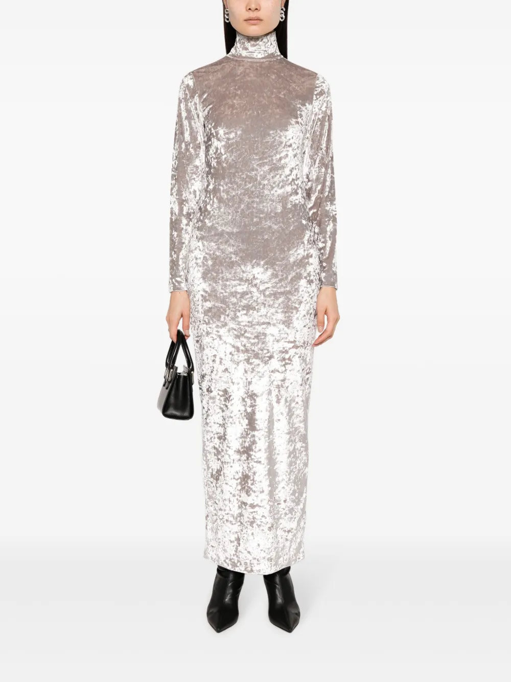 Crushed-Velvet Long Dress